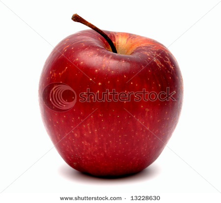 Фотография красного яблока на белом фоне