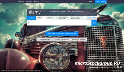 Новый дизайн сайта фотобанка Alamy (стартовая страница)