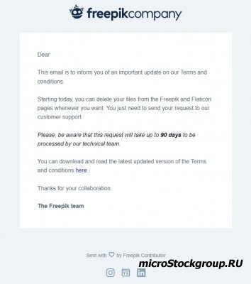 Freepik удаление загруженных автором изображений