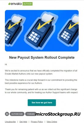 Envato - внедрение новой системы выплат завершено